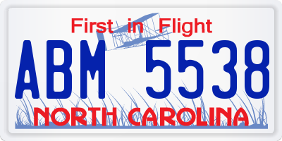 NC license plate ABM5538