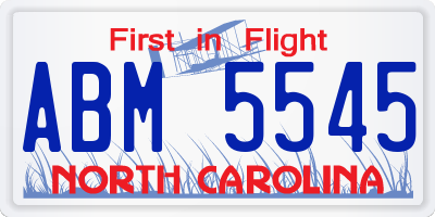 NC license plate ABM5545