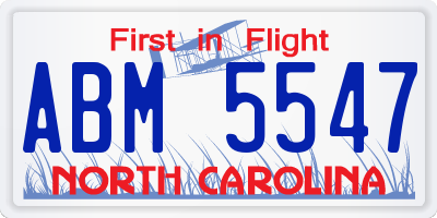 NC license plate ABM5547