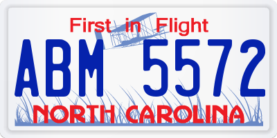 NC license plate ABM5572