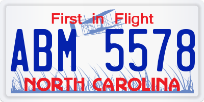 NC license plate ABM5578
