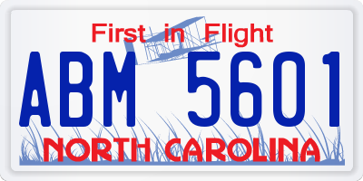 NC license plate ABM5601