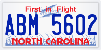 NC license plate ABM5602