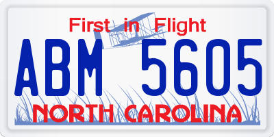 NC license plate ABM5605