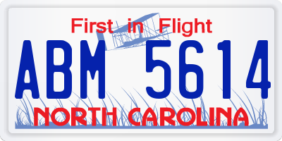NC license plate ABM5614