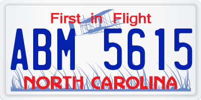 NC license plate ABM5615