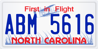NC license plate ABM5616