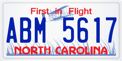 NC license plate ABM5617