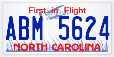NC license plate ABM5624