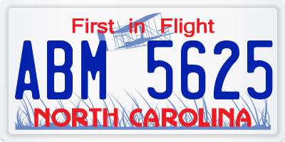 NC license plate ABM5625