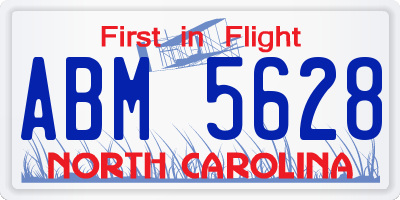 NC license plate ABM5628