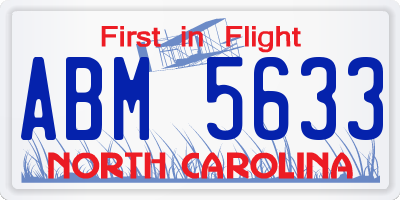 NC license plate ABM5633