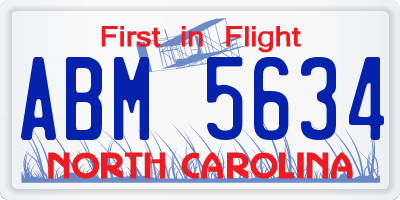 NC license plate ABM5634