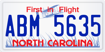 NC license plate ABM5635