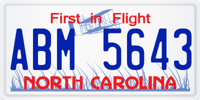 NC license plate ABM5643