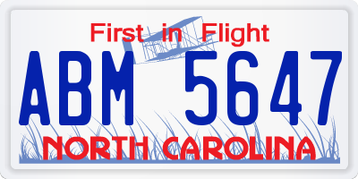 NC license plate ABM5647