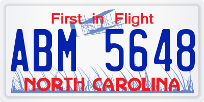 NC license plate ABM5648