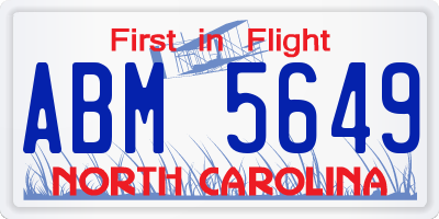 NC license plate ABM5649