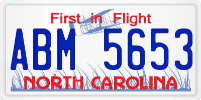 NC license plate ABM5653