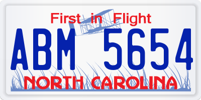 NC license plate ABM5654
