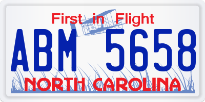 NC license plate ABM5658