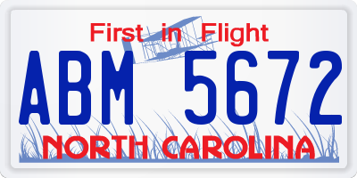 NC license plate ABM5672