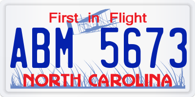 NC license plate ABM5673