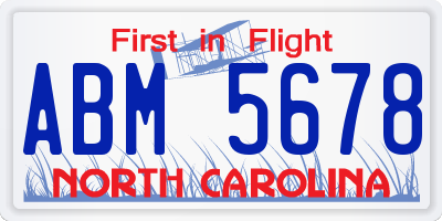 NC license plate ABM5678