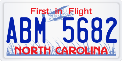 NC license plate ABM5682