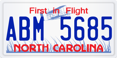 NC license plate ABM5685