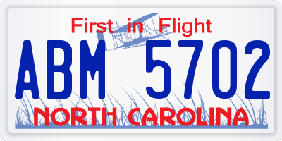 NC license plate ABM5702