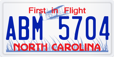 NC license plate ABM5704