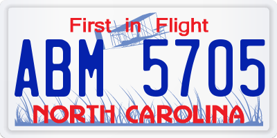 NC license plate ABM5705