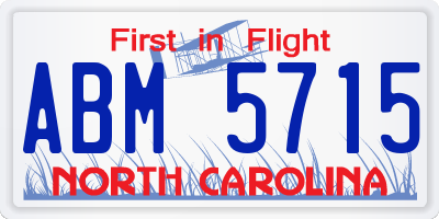 NC license plate ABM5715