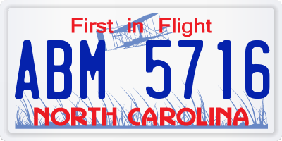 NC license plate ABM5716