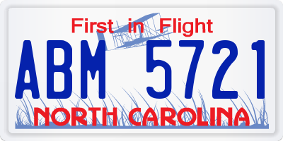 NC license plate ABM5721