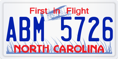NC license plate ABM5726