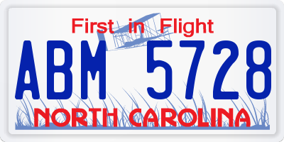 NC license plate ABM5728