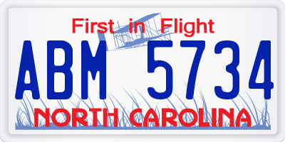 NC license plate ABM5734