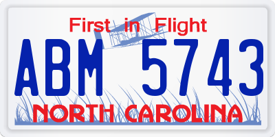 NC license plate ABM5743