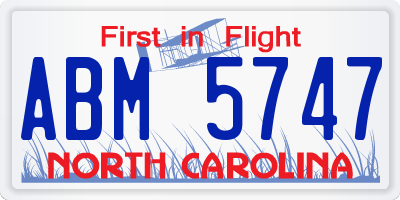 NC license plate ABM5747