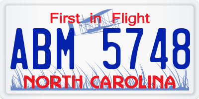 NC license plate ABM5748