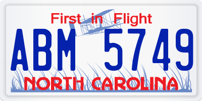 NC license plate ABM5749