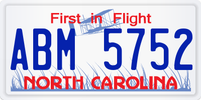 NC license plate ABM5752
