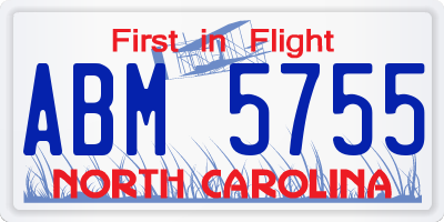 NC license plate ABM5755