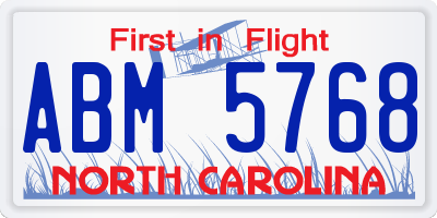 NC license plate ABM5768