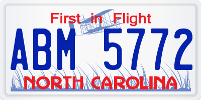 NC license plate ABM5772
