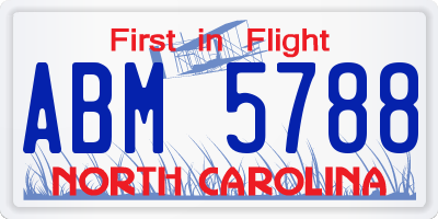 NC license plate ABM5788