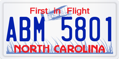 NC license plate ABM5801