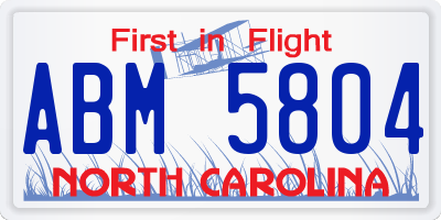 NC license plate ABM5804